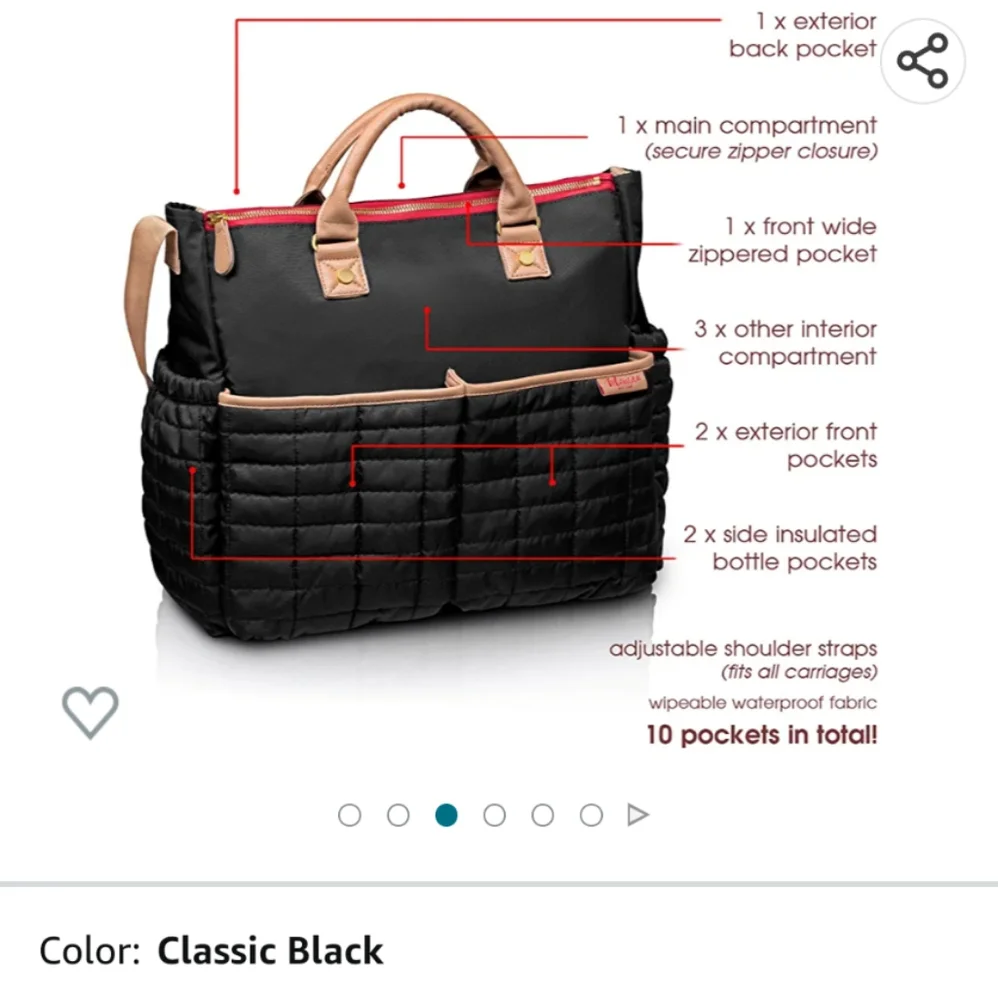 Maman New York Classic Black Designer Diaper Bag